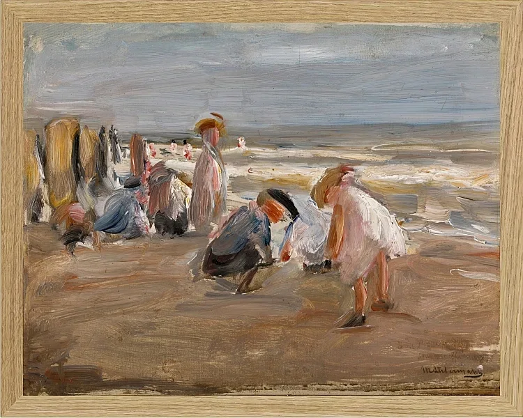 Max Liebermann - 29 Spielende Kinder am Strand 1898 | Giclée Kunstdruck gerahmt