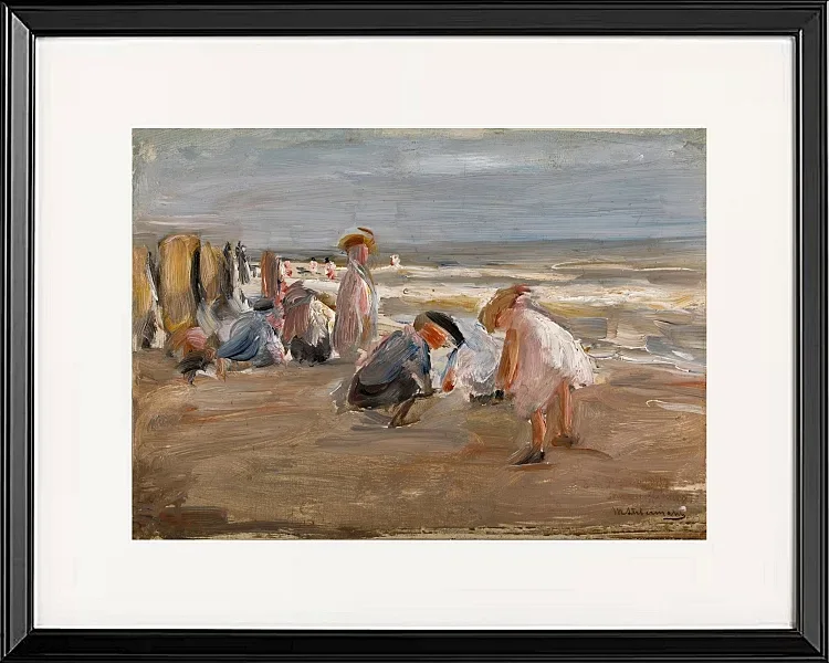 Max Liebermann - 29 Spielende Kinder am Strand 1898 | Giclée Kunstdruck gerahmt