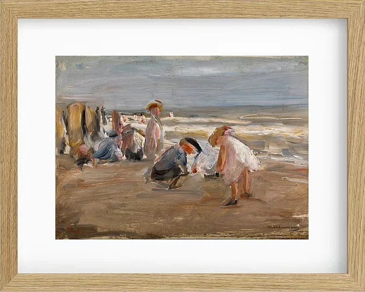 Max Liebermann - 29 Spielende Kinder am Strand 1898 | Giclée Kunstdruck gerahmt