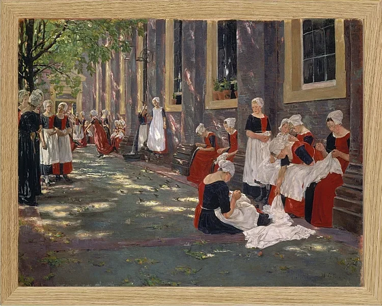 Max Liebermann - 34  Der Hof des Waisenhauses in Amsterdam 1881 | Giclée Kunstdruck gerahmt