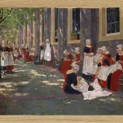 Max Liebermann - 34  Der Hof des Waisenhauses in Amsterdam 1881 | Giclée Kunstdruck gerahmt