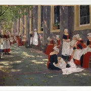 Max Liebermann - 34  Der Hof des Waisenhauses in Amsterdam 1881 | Giclée Kunstdruck gerahmt