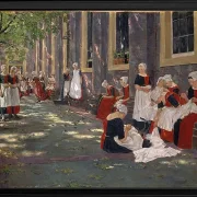 Max Liebermann - 34  Der Hof des Waisenhauses in Amsterdam 1881 | Giclée Kunstdruck gerahmt
