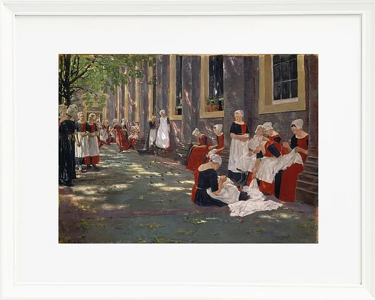 Max Liebermann - 34  Der Hof des Waisenhauses in Amsterdam 1881 | Giclée Kunstdruck gerahmt