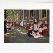 Max Liebermann - 34  Der Hof des Waisenhauses in Amsterdam 1881 | Giclée Kunstdruck gerahmt