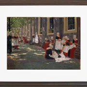 Max Liebermann - 34  Der Hof des Waisenhauses in Amsterdam 1881 | Giclée Kunstdruck gerahmt