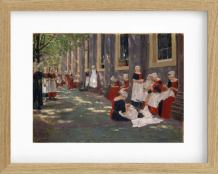 Max Liebermann - 34  Der Hof des Waisenhauses in Amsterdam 1881 | Giclée Kunstdruck gerahmt