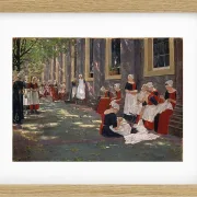 Max Liebermann - 34  Der Hof des Waisenhauses in Amsterdam 1881 | Giclée Kunstdruck gerahmt
