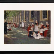 Max Liebermann - 34  Der Hof des Waisenhauses in Amsterdam 1881 | Giclée Kunstdruck gerahmt