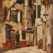 Max Liebermann - 36  Venezianische Gasse nach rechts 1878 | Giclée Kunstdruck gerahmt