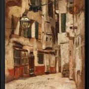 Max Liebermann - 36  Venezianische Gasse nach rechts 1878 | Giclée Kunstdruck gerahmt