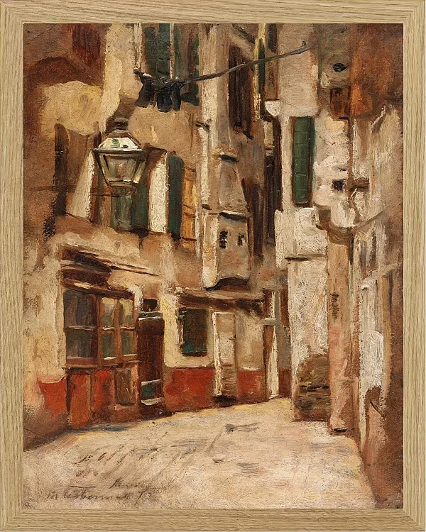 Max Liebermann - 36  Venezianische Gasse nach rechts 1878 | Giclée Kunstdruck gerahmt