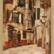 Max Liebermann - 36  Venezianische Gasse nach rechts 1878 | Giclée Kunstdruck gerahmt
