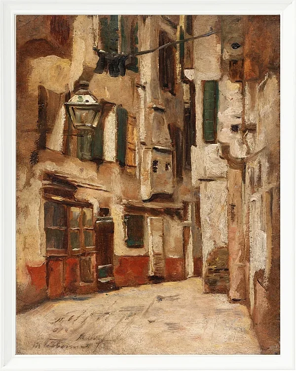 Max Liebermann - 36  Venezianische Gasse nach rechts 1878 | Giclée Kunstdruck gerahmt