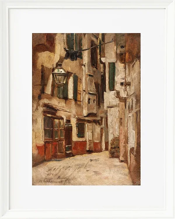 Max Liebermann - 36  Venezianische Gasse nach rechts 1878 | Giclée Kunstdruck gerahmt
