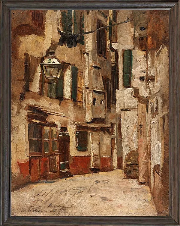 Max Liebermann - 36  Venezianische Gasse nach rechts 1878 | Giclée Kunstdruck gerahmt