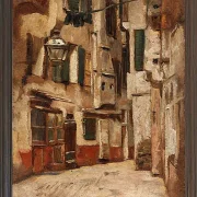 Max Liebermann - 36  Venezianische Gasse nach rechts 1878 | Giclée Kunstdruck gerahmt