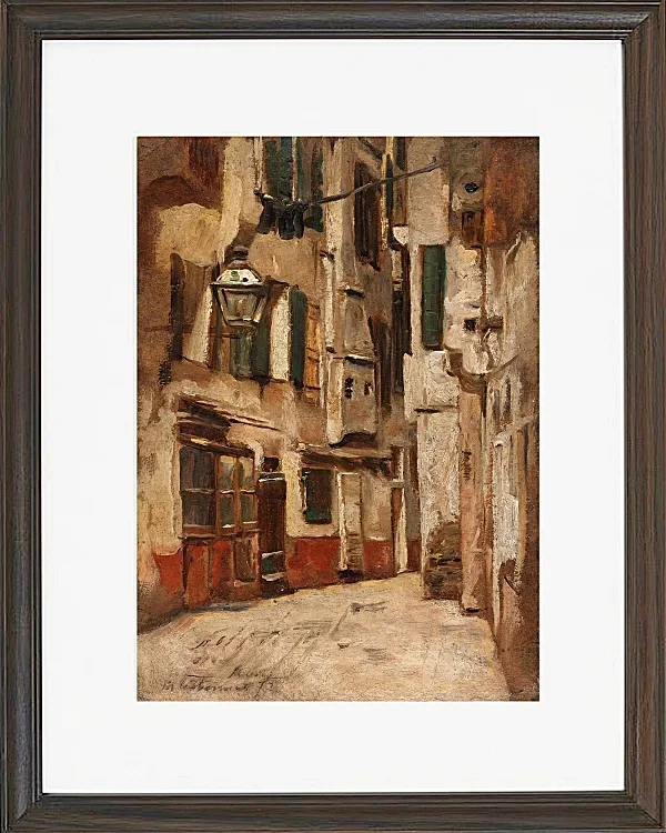 Max Liebermann - 36  Venezianische Gasse nach rechts 1878 | Giclée Kunstdruck gerahmt