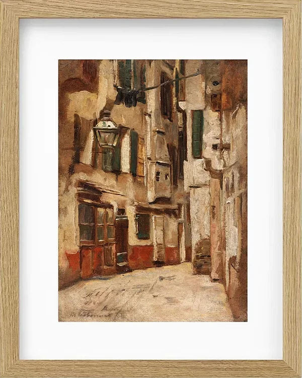 Max Liebermann - 36  Venezianische Gasse nach rechts 1878 | Giclée Kunstdruck gerahmt