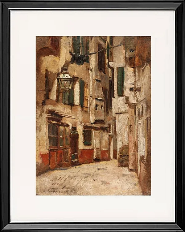 Max Liebermann - 36  Venezianische Gasse nach rechts 1878 | Giclée Kunstdruck gerahmt