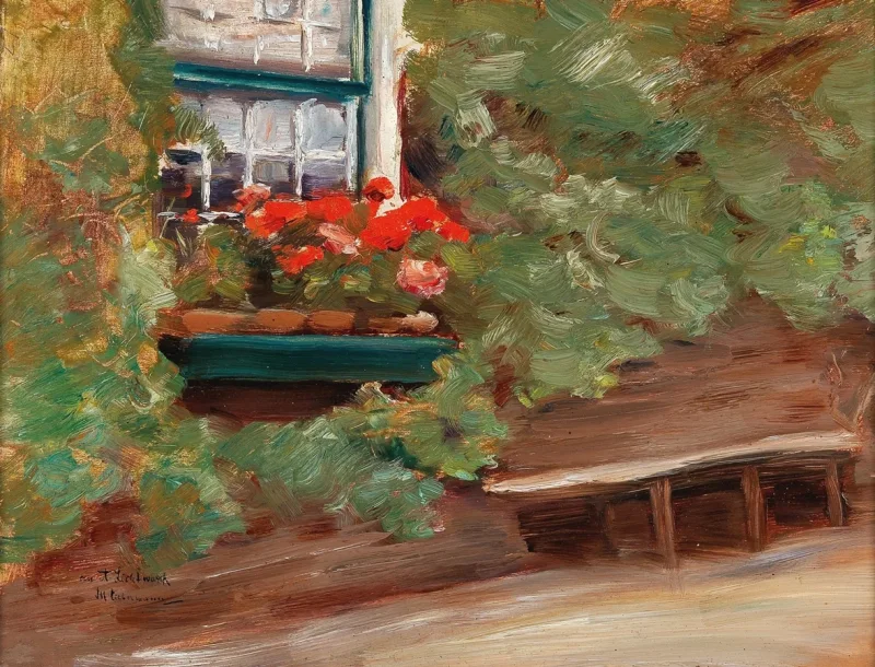 Max Liebermann - 37  Blick auf ein Bauernhaus in den Niederlanden 1898 | Giclée Kunstdruck gerahmt