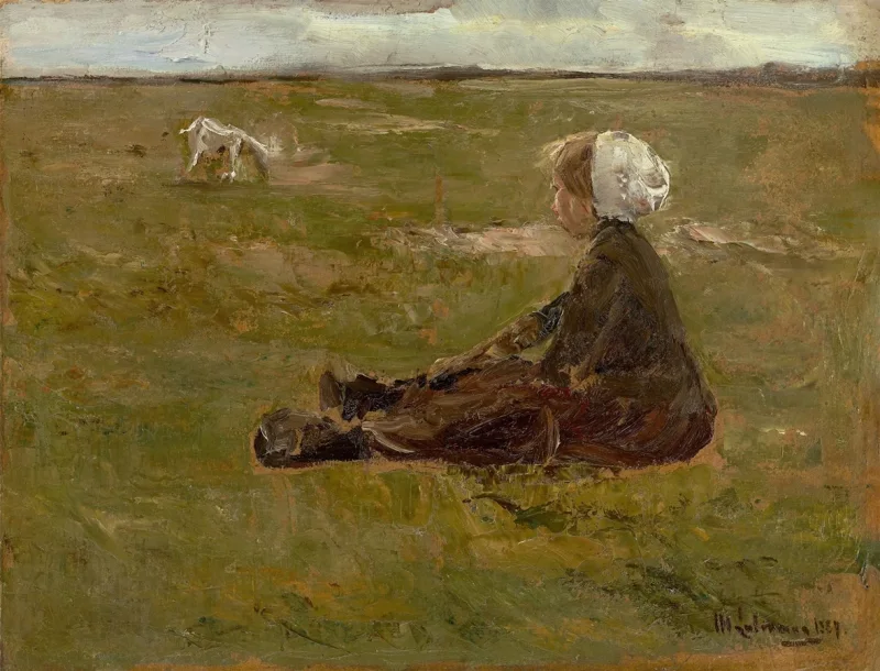Max Liebermann - 39  Ziegenhirtin 1887 | Giclée Kunstdruck gerahmt