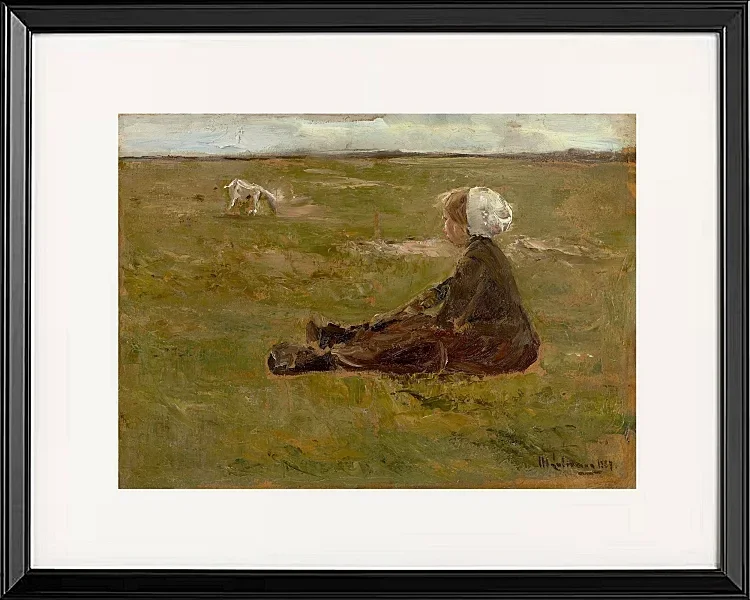 Max Liebermann - 39  Ziegenhirtin 1887 | Giclée Kunstdruck gerahmt