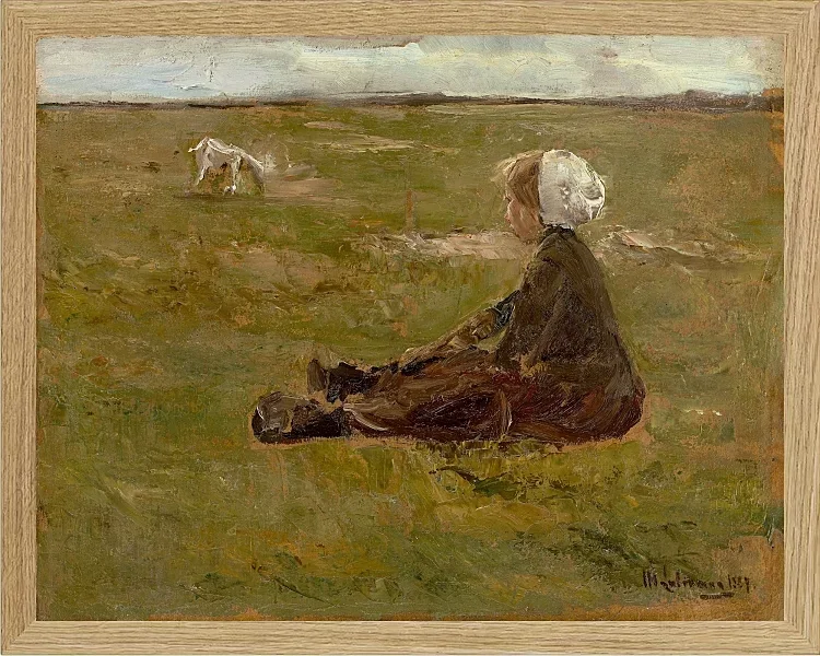 Max Liebermann - 39  Ziegenhirtin 1887 | Giclée Kunstdruck gerahmt