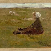 Max Liebermann - 39  Ziegenhirtin 1887 | Giclée Kunstdruck gerahmt