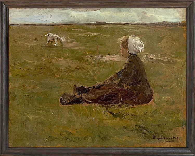 Max Liebermann - 39  Ziegenhirtin 1887 | Giclée Kunstdruck gerahmt
