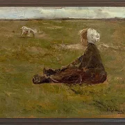 Max Liebermann - 39  Ziegenhirtin 1887 | Giclée Kunstdruck gerahmt
