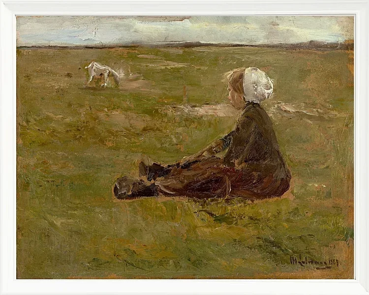 Max Liebermann - 39  Ziegenhirtin 1887 | Giclée Kunstdruck gerahmt
