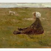 Max Liebermann - 39  Ziegenhirtin 1887 | Giclée Kunstdruck gerahmt