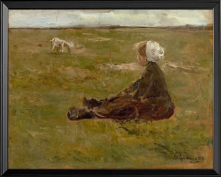 Max Liebermann - 39  Ziegenhirtin 1887 | Giclée Kunstdruck gerahmt