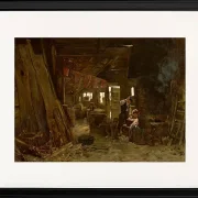 Max Liebermann - 40  Zimmermannswerkstatt 1875 | Giclée Kunstdruck gerahmt