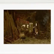 Max Liebermann - 40  Zimmermannswerkstatt 1875 | Giclée Kunstdruck gerahmt