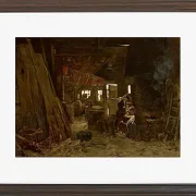 Max Liebermann - 40  Zimmermannswerkstatt 1875 | Giclée Kunstdruck gerahmt