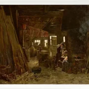 Max Liebermann - 40  Zimmermannswerkstatt 1875 | Giclée Kunstdruck gerahmt