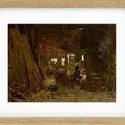 Max Liebermann - 40  Zimmermannswerkstatt 1875 | Giclée Kunstdruck gerahmt