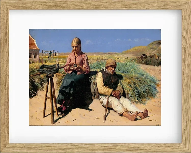 Michael Ancher - Blinder Kristian und Tine in der Düne 1880 | Giclée Kunstdruck gerahmt