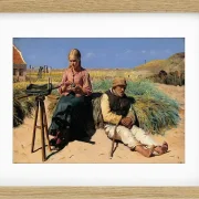 Michael Ancher - Blinder Kristian und Tine in der Düne 1880 | Giclée Kunstdruck gerahmt