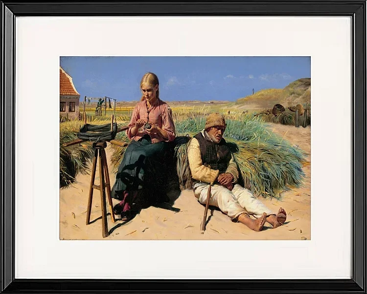 Michael Ancher - Blinder Kristian und Tine in der Düne 1880 | Giclée Kunstdruck gerahmt