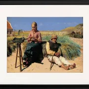 Michael Ancher - Blinder Kristian und Tine in der Düne 1880 | Giclée Kunstdruck gerahmt