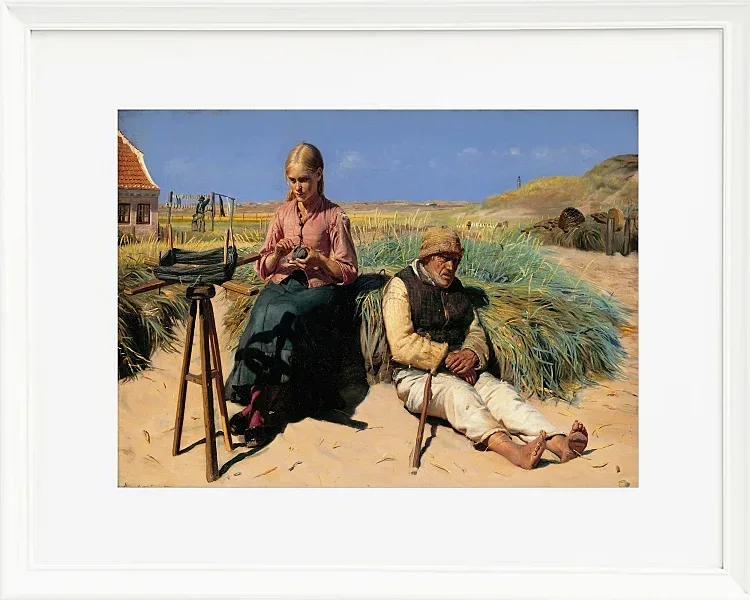 Michael Ancher - Blinder Kristian und Tine in der Düne 1880 | Giclée Kunstdruck gerahmt