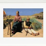 Michael Ancher - Blinder Kristian und Tine in der Düne 1880 | Giclée Kunstdruck gerahmt