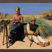 Michael Ancher - Blinder Kristian und Tine in der Düne 1880 | Giclée Kunstdruck gerahmt