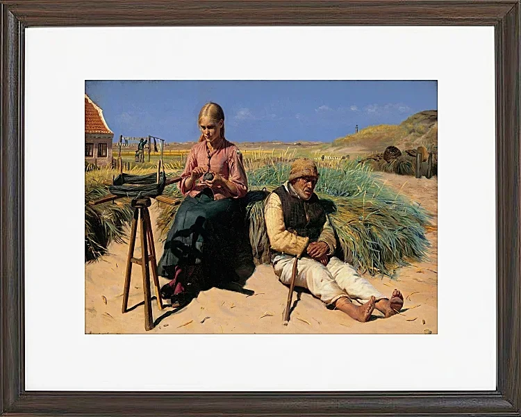 Michael Ancher - Blinder Kristian und Tine in der Düne 1880 | Giclée Kunstdruck gerahmt