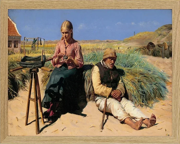 Michael Ancher - Blinder Kristian und Tine in der Düne 1880 | Giclée Kunstdruck gerahmt