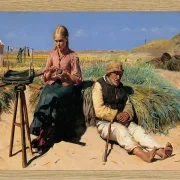 Michael Ancher - Blinder Kristian und Tine in der Düne 1880 | Giclée Kunstdruck gerahmt