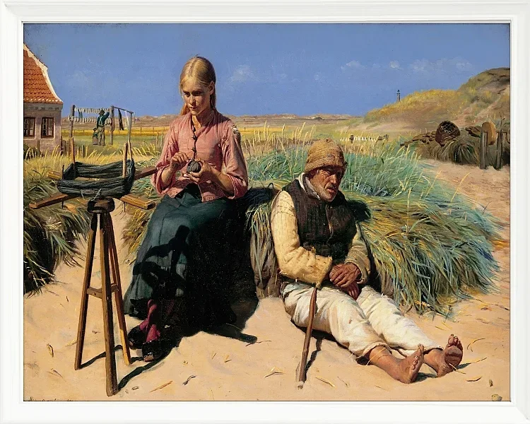 Michael Ancher - Blinder Kristian und Tine in der Düne 1880 | Giclée Kunstdruck gerahmt